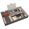 Juvale Nightstand Organizer Tray - 14 x 10 x 1.5 in, Black Faux Leather - Valet Tray for Men with 6 Compartments for Watch, Jewelry & Keys